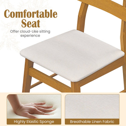 Upholstered Dining Chairs Set of 2 with Solid Wood Legs