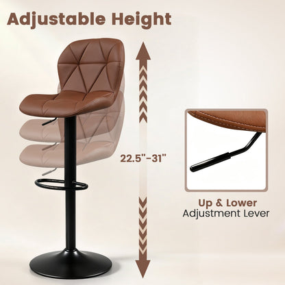 Swivel Bar Stools Set of 2 with Adjustable Height
