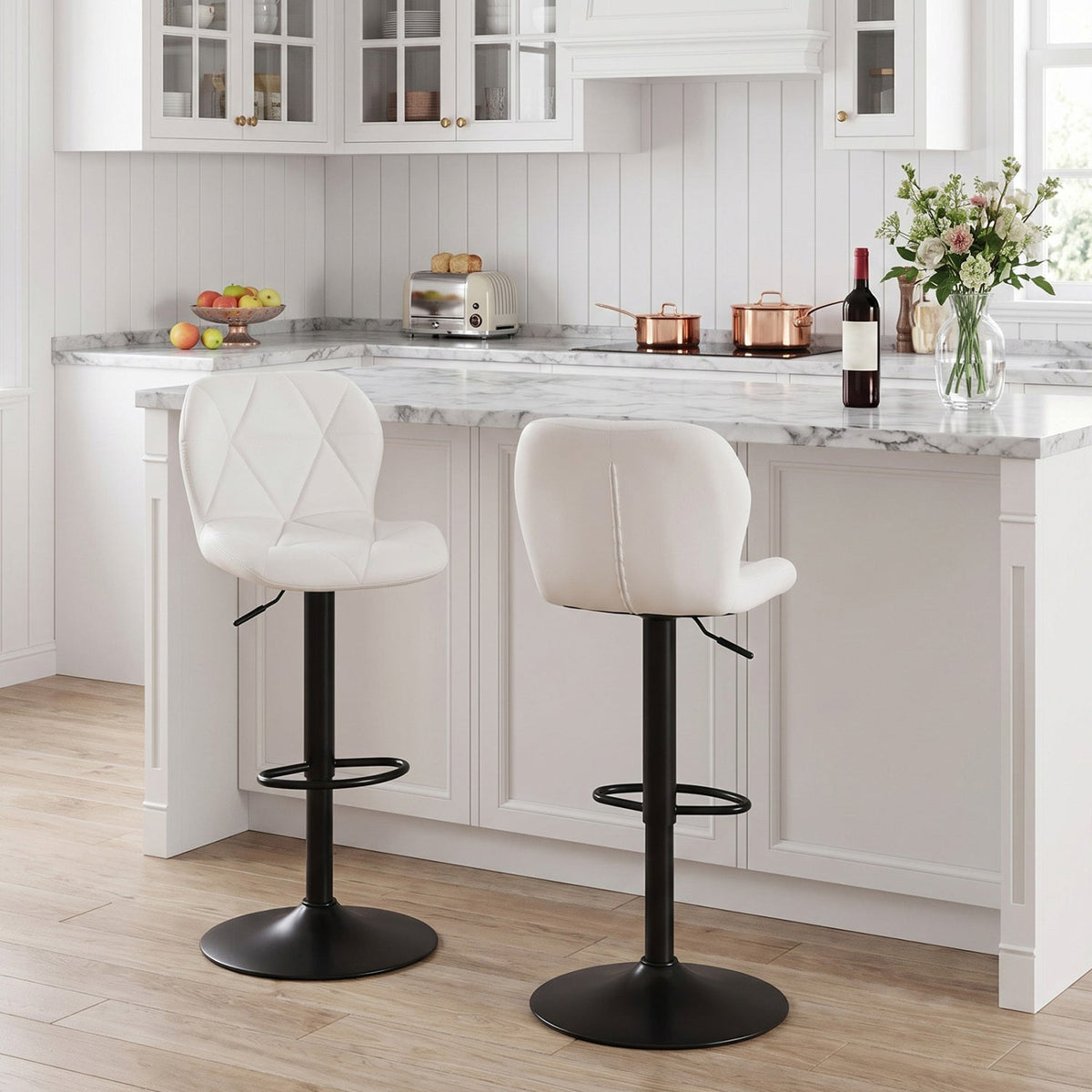 Swivel Bar Stools Set of 2 with Adjustable Height