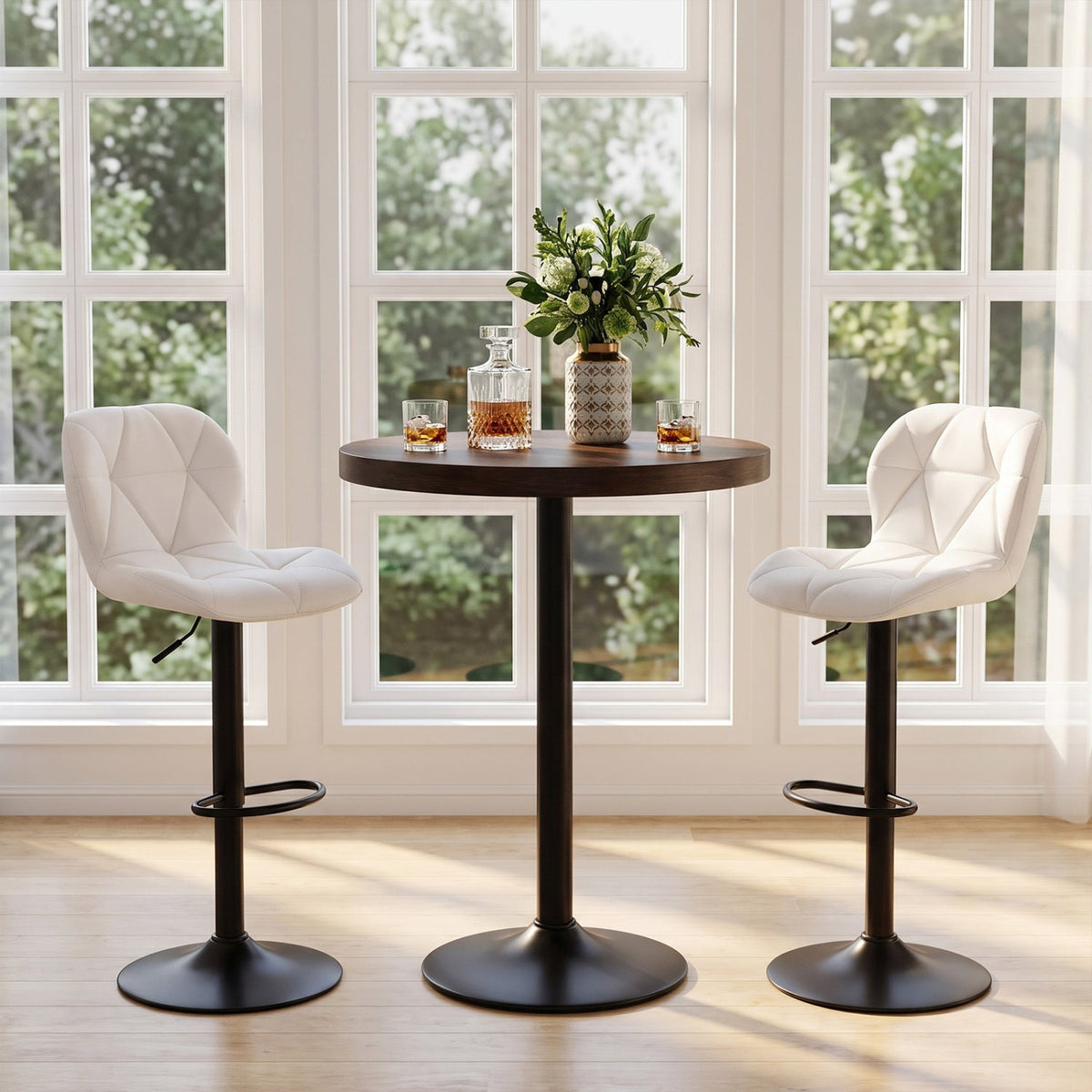 Swivel Bar Stools Set of 2 with Adjustable Height