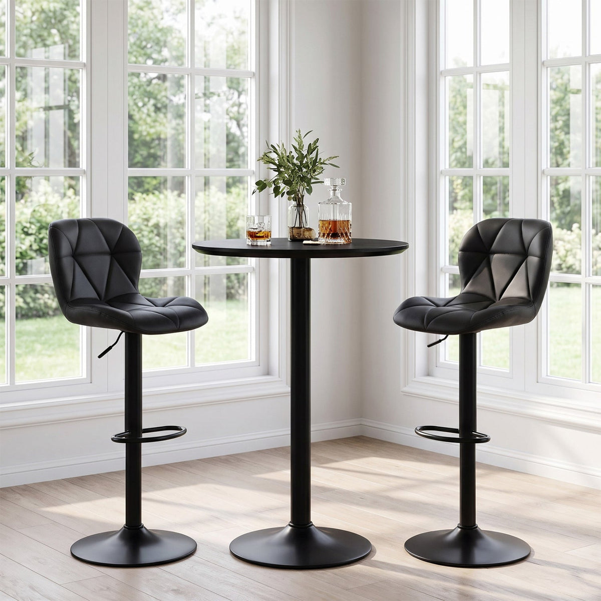 Swivel Bar Stools Set of 2 with Adjustable Height