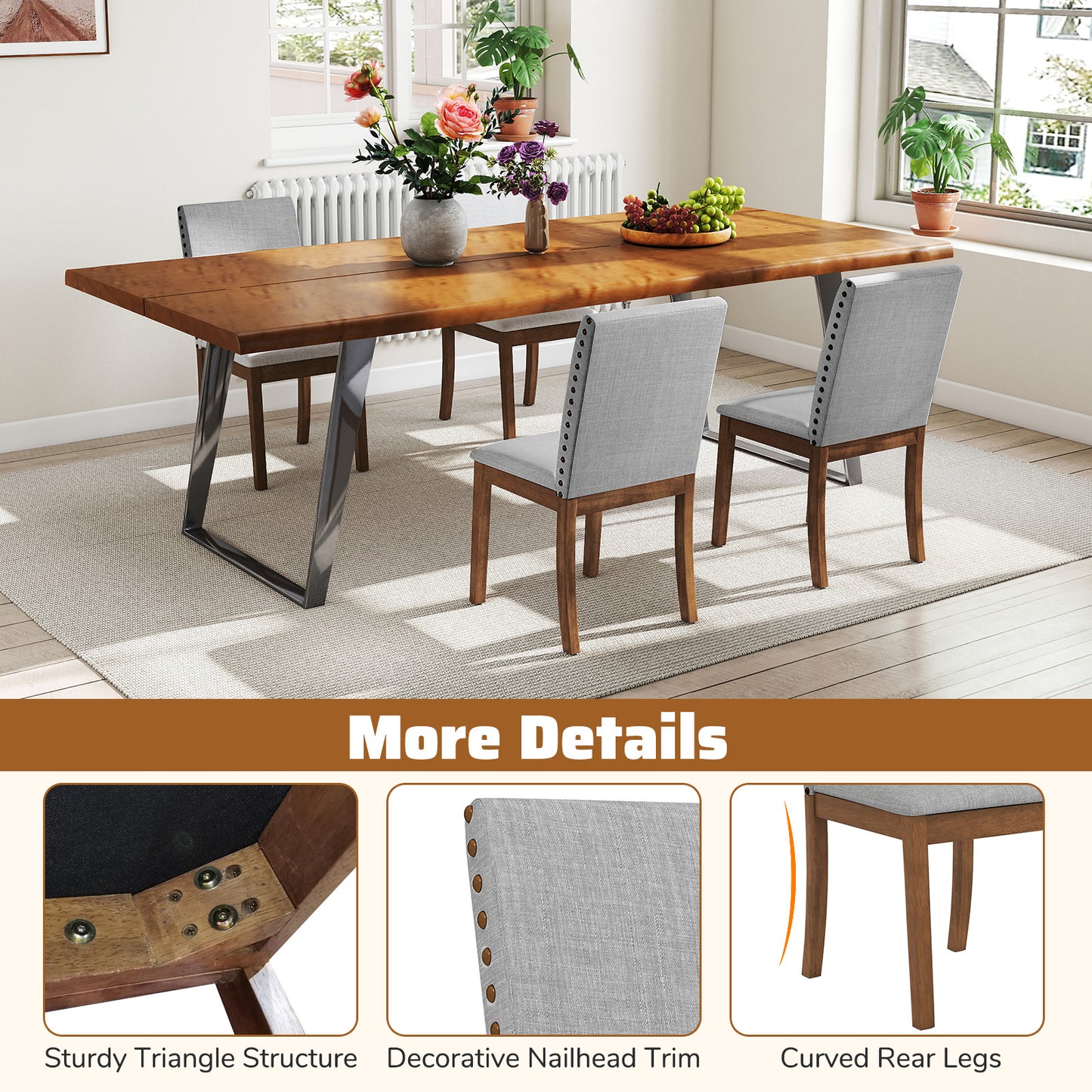 Upholstered Dining Chairs Set of 2 with Nailhead Trim