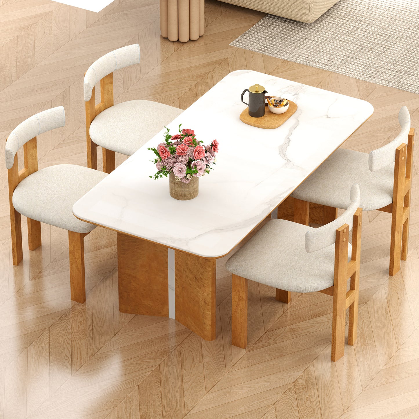 Upholstered Dining Chairs Set of 2 with Padded Seats