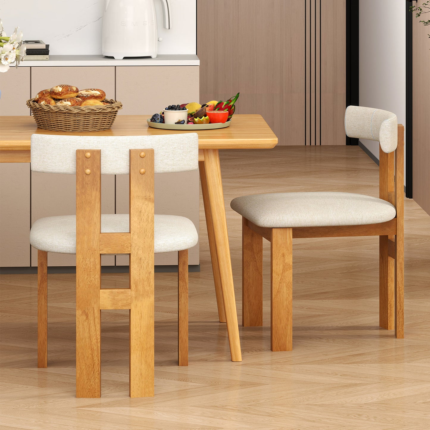 Upholstered Dining Chairs Set of 2 with Padded Seats