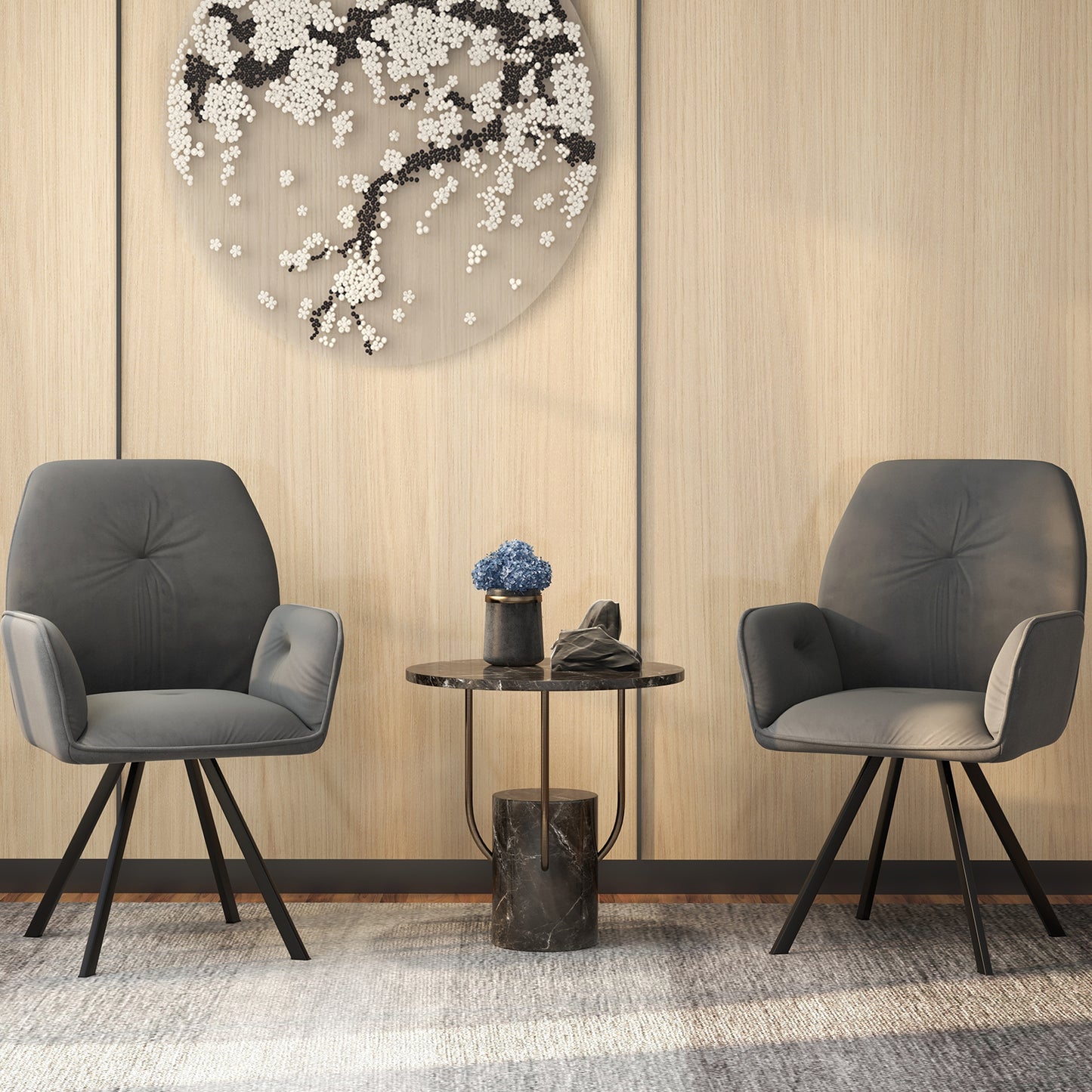 Swivel Accent Arm Chairs Set of 2 with Wide Back - Gray