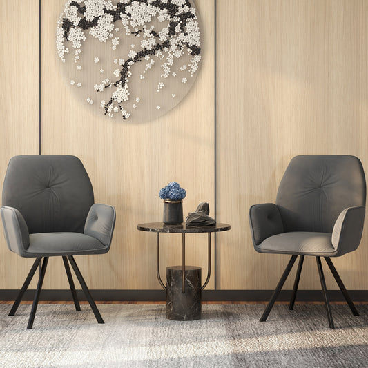 Swivel Accent Arm Chairs Set of 2 with Wide Back - Gray