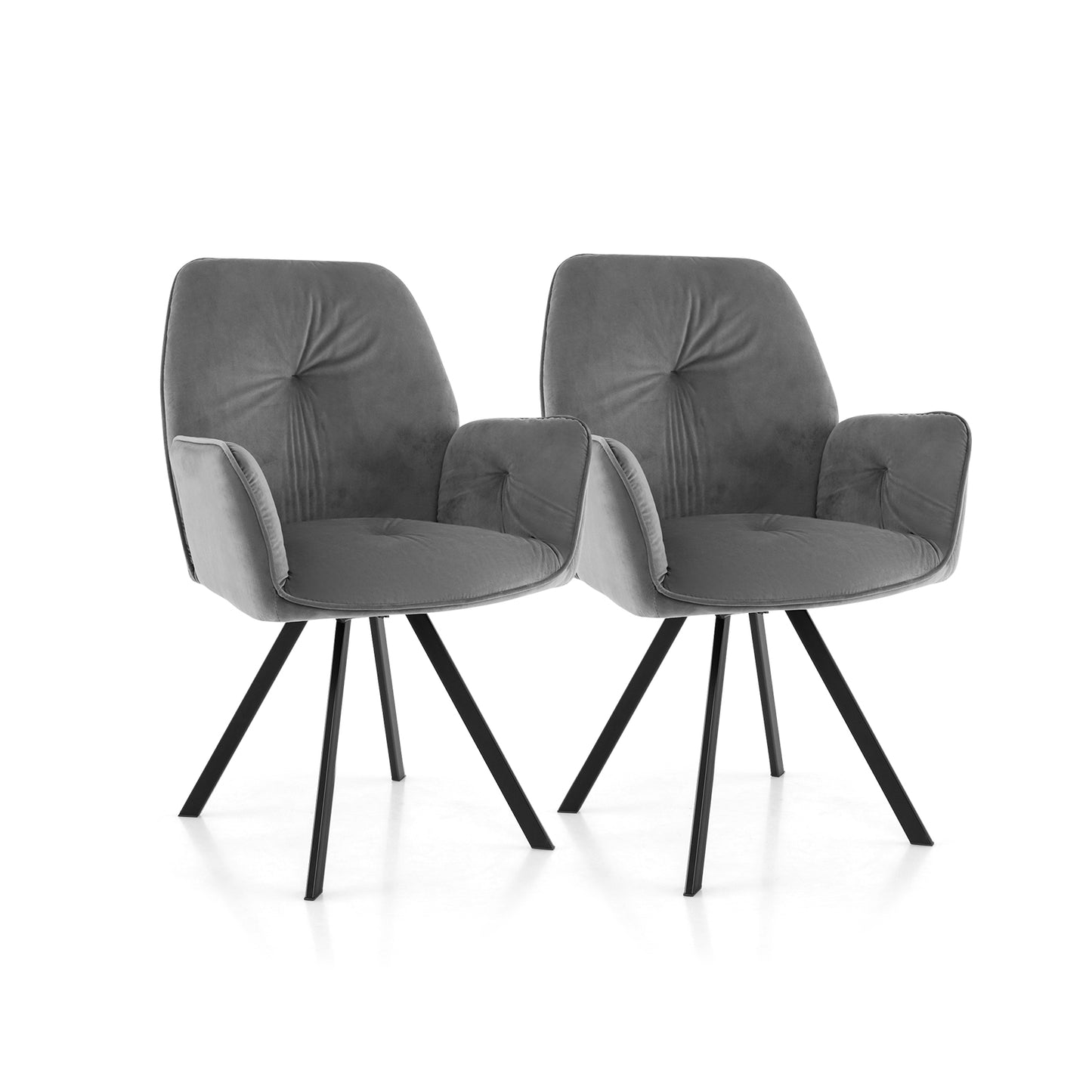 Swivel Accent Arm Chairs Set of 2 with Wide Back - Gray
