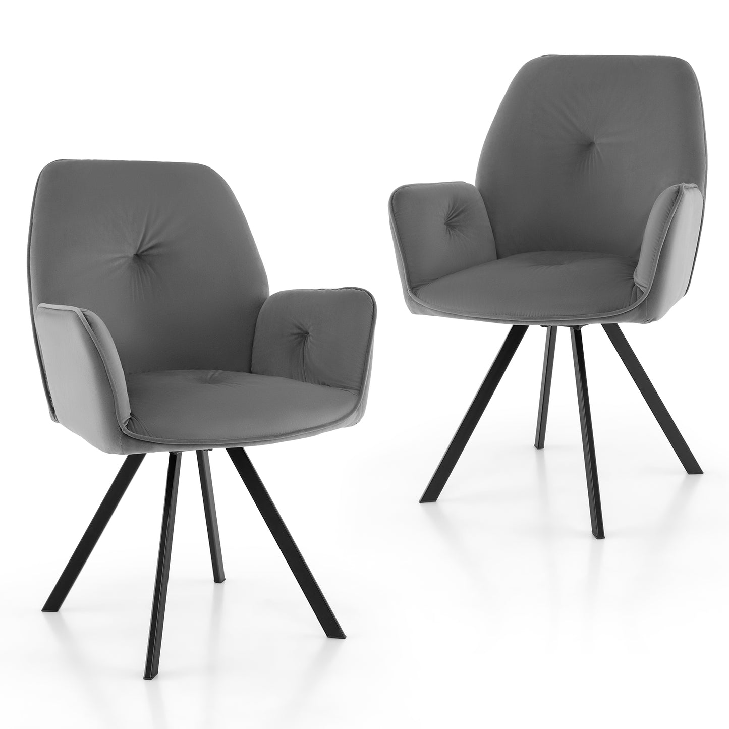 Swivel Accent Arm Chairs Set of 2 with Wide Back - Gray