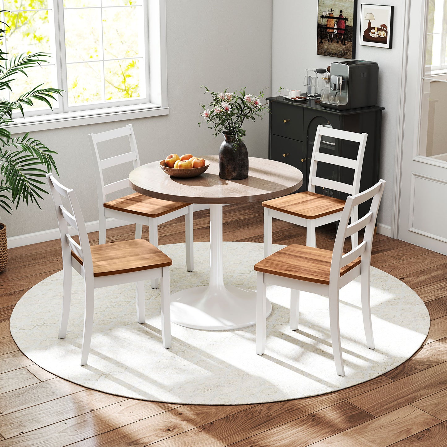 Wood Dining Chairs Set of 2 with Ladder Back