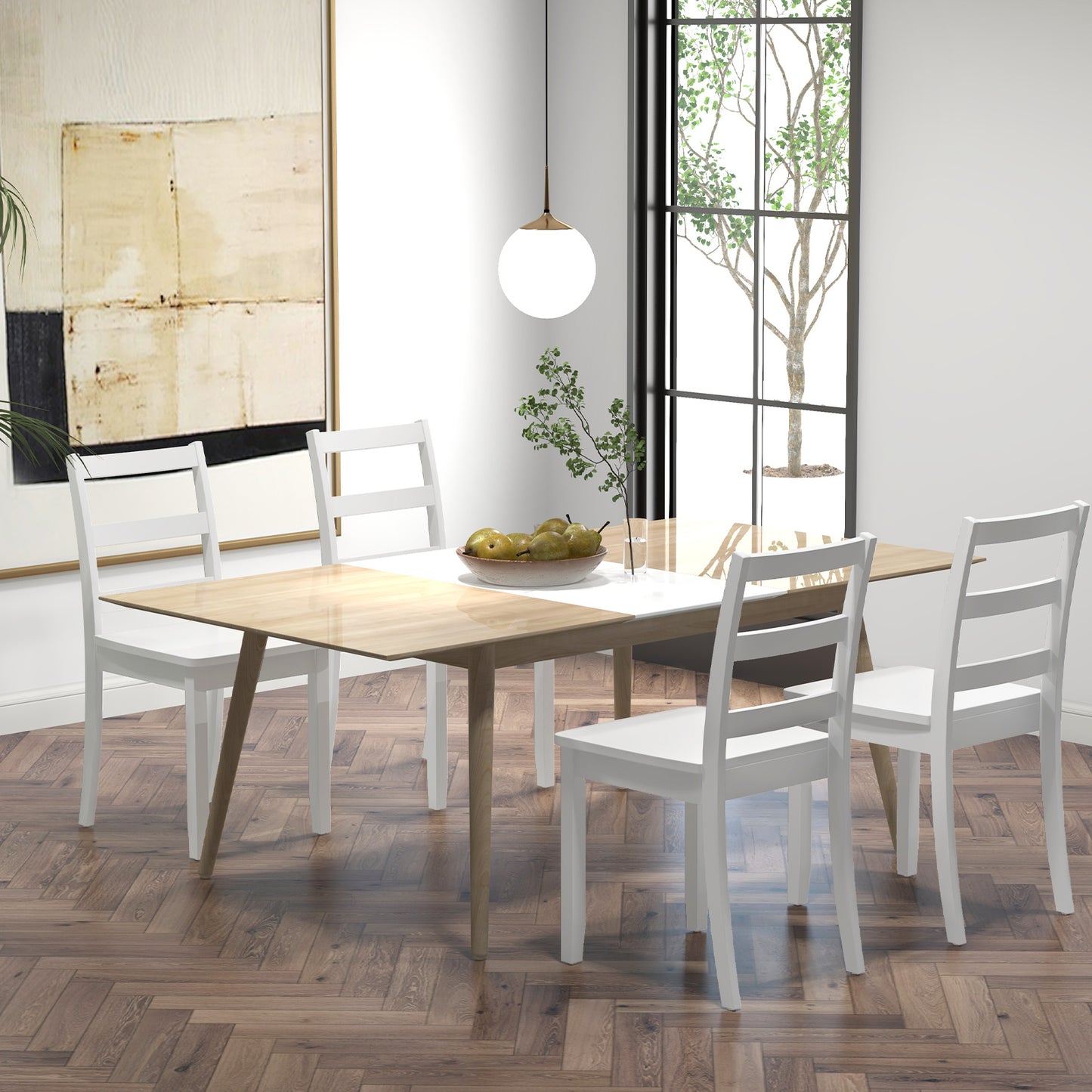 Wood Dining Chairs Set of 2 with Ladder Back