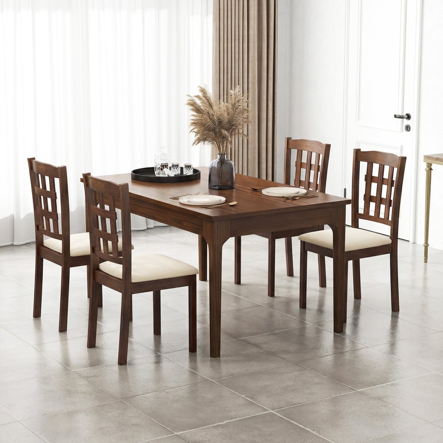 Upholstered Dining Chairs Set of 2 with Rubber Wood Frame