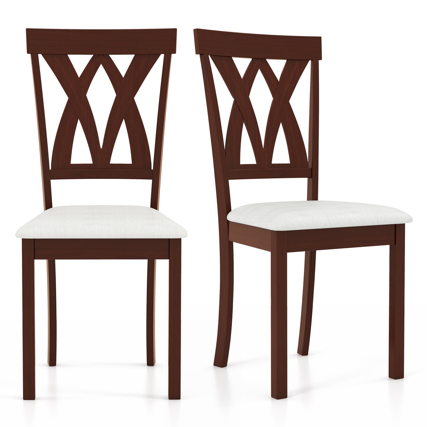 Upholstered Dining Chairs Set of 2 with Rubber Wood Frame