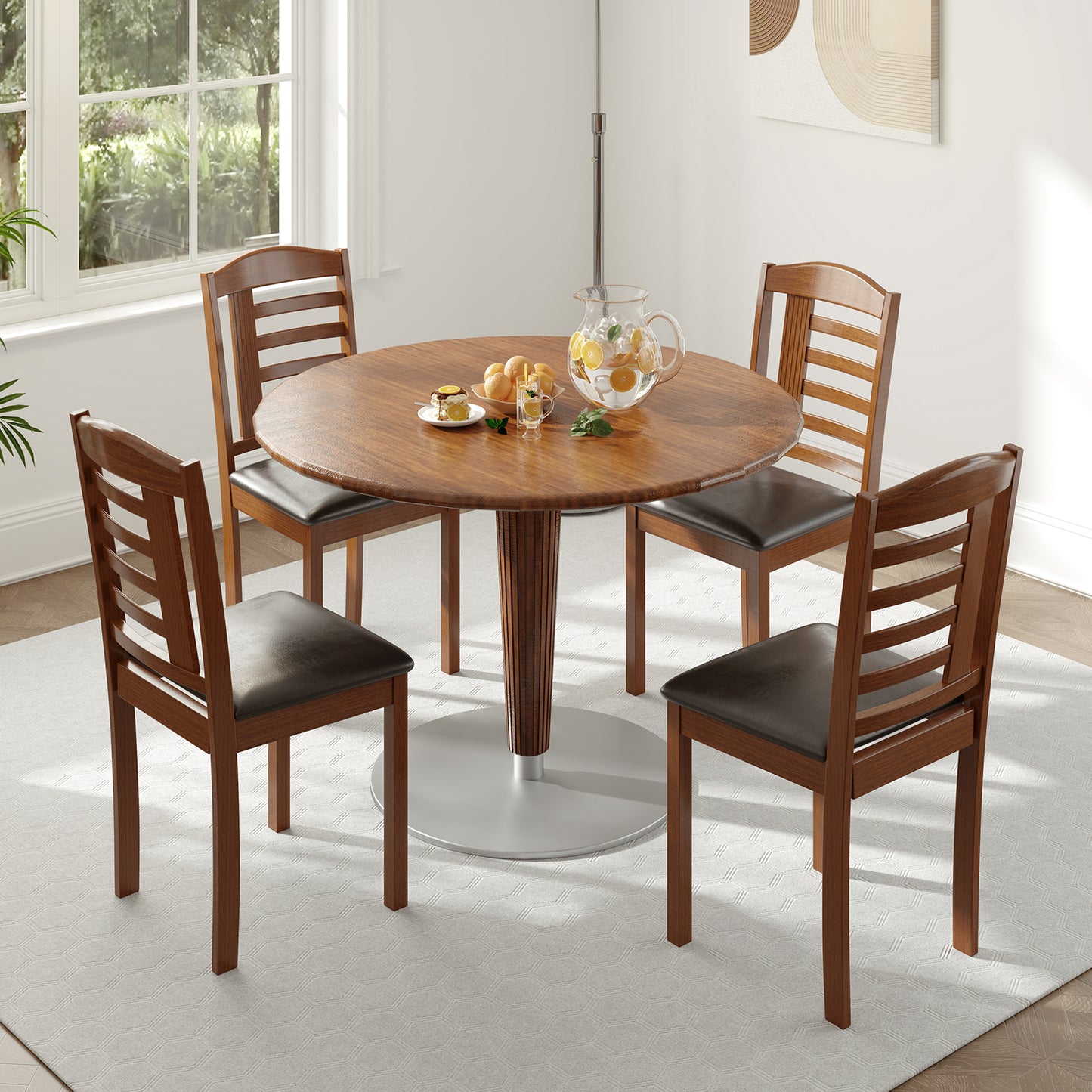 Upholstered Dining Chairs Set of 2 with Rubber Wood Frame