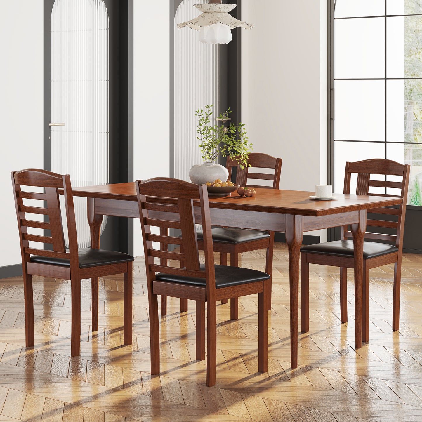 Upholstered Dining Chairs Set of 2 with Rubber Wood Frame