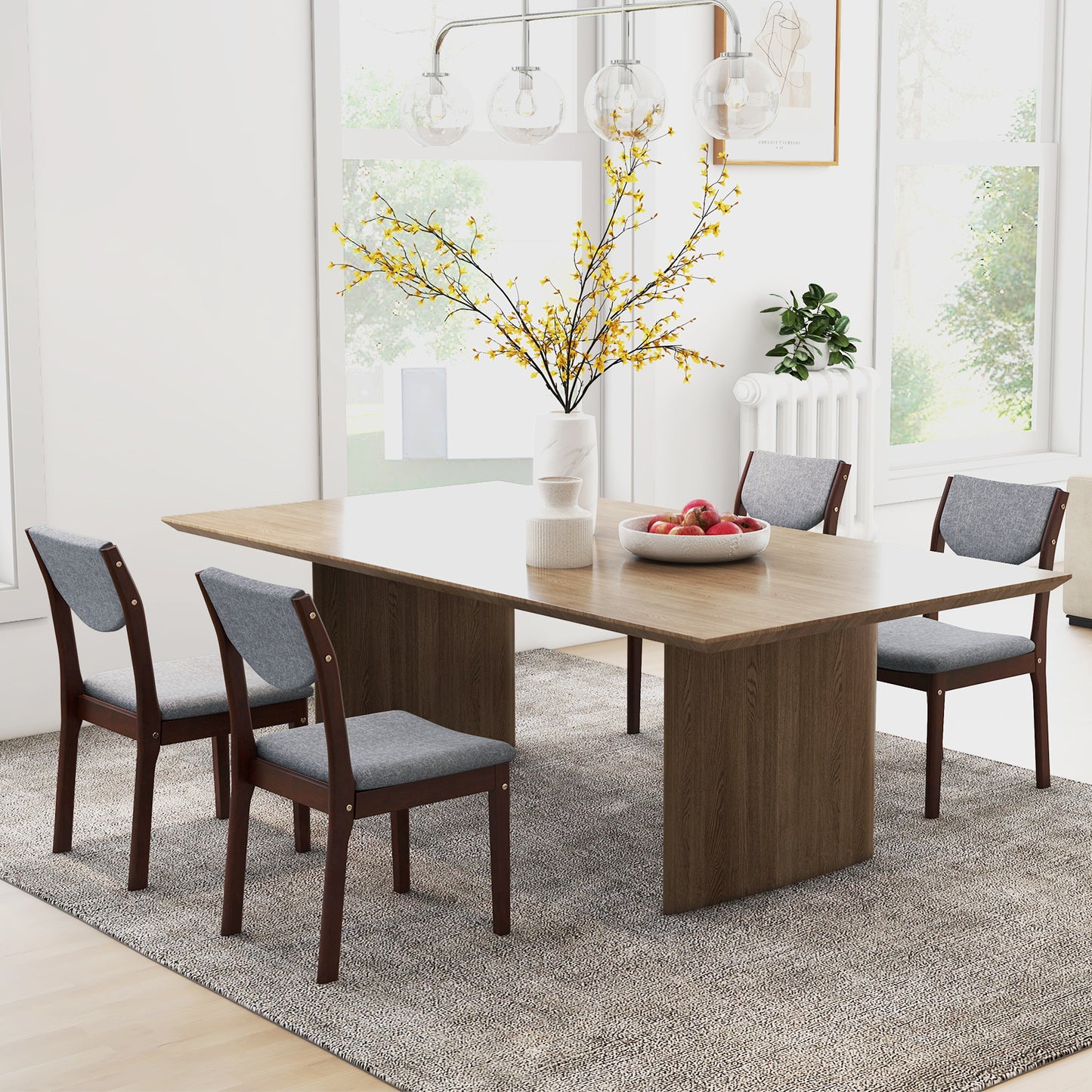 Upholstered Dining Chairs Set of 2 with Rubber Wood Frame