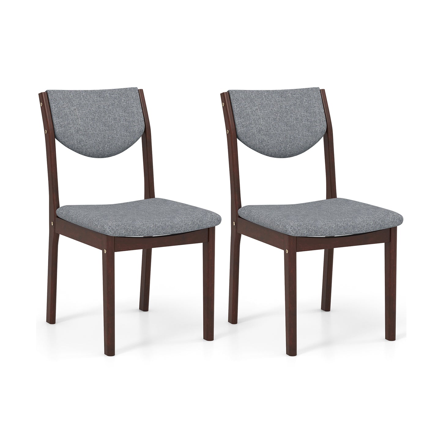 Upholstered Dining Chairs Set of 2 with Rubber Wood Frame