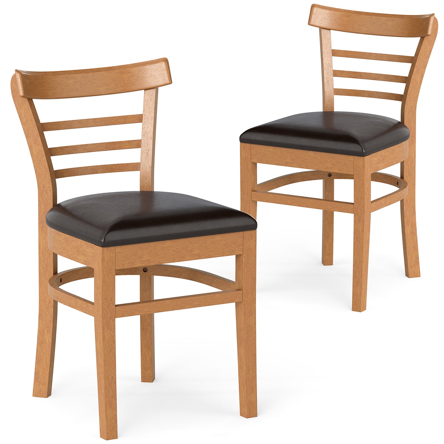 Wooden Dining Chairs Set of 2 with Rubber Wood Legs