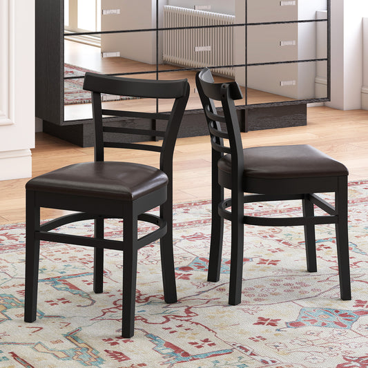 Wooden Dining Chairs Set of 2 with Rubber Wood Legs