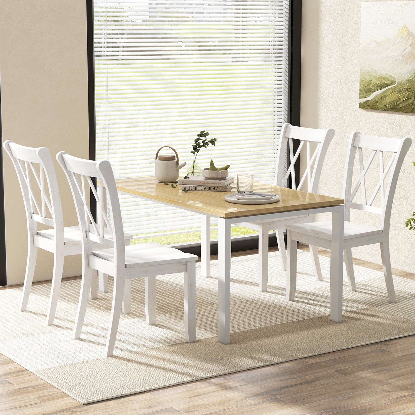 Cross Back Dining Chairs Set of 2 - Rubber Wood