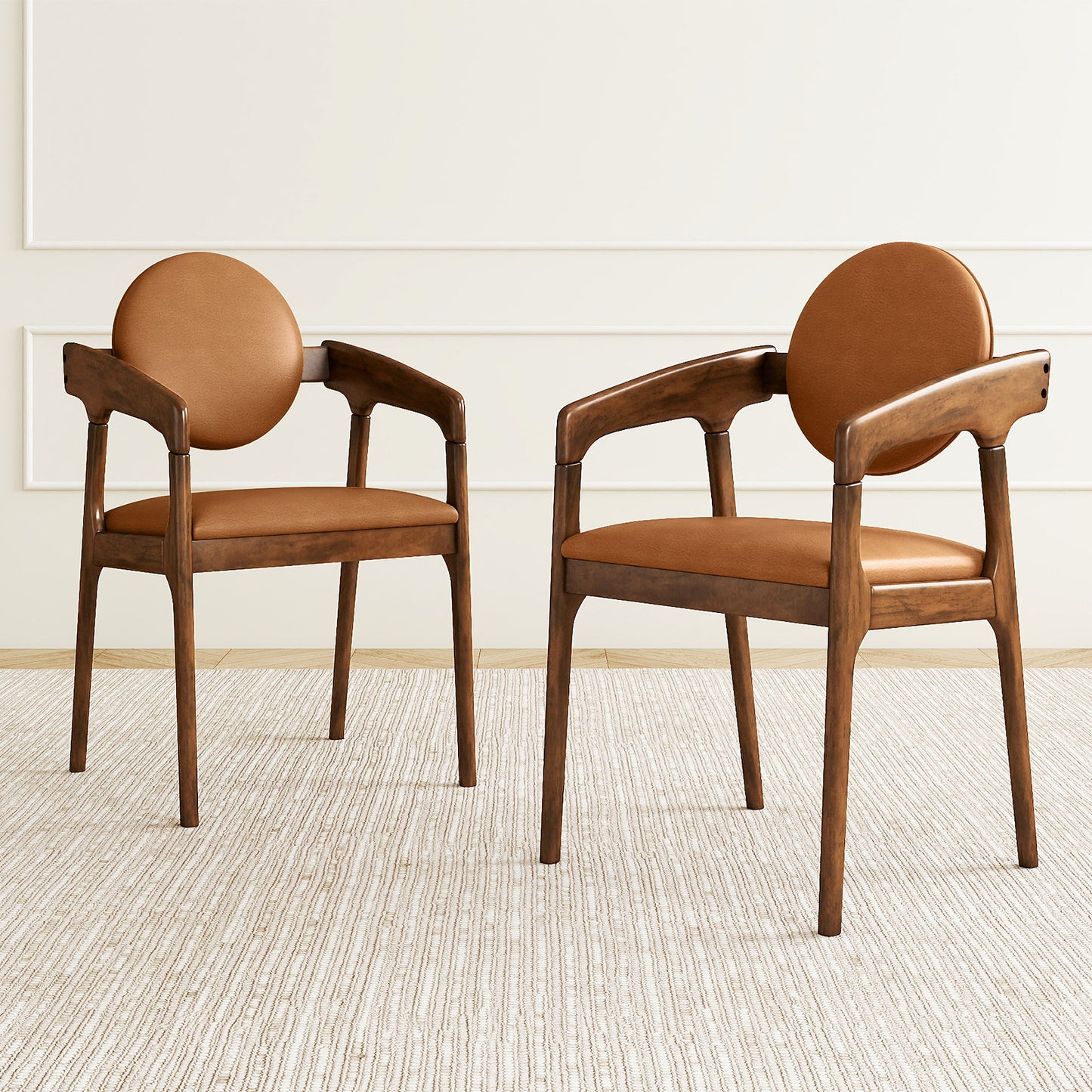 Wooden Dining Chairs Set of 2 with PU Leather Upholstery