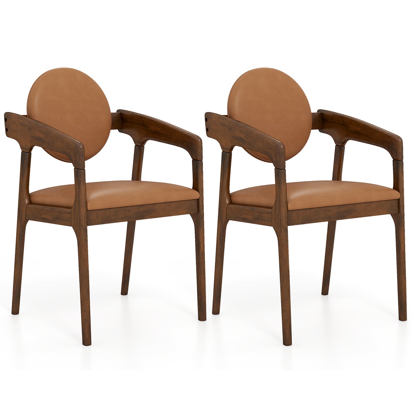 Wooden Dining Chairs Set of 2 with PU Leather Upholstery