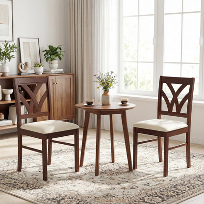Upholstered Dining Chairs Set of 2 with Hollowed Backrest
