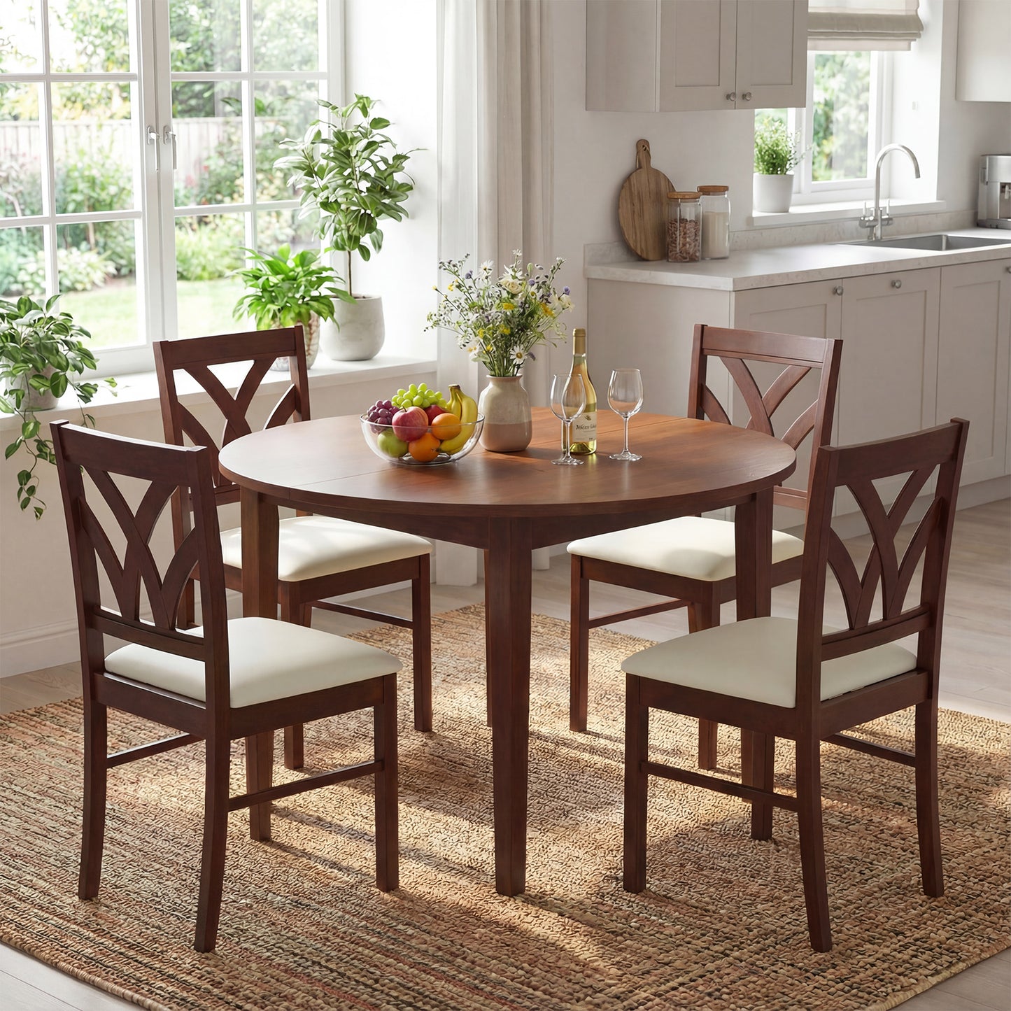 Upholstered Dining Chairs Set of 2 with Hollowed Backrest
