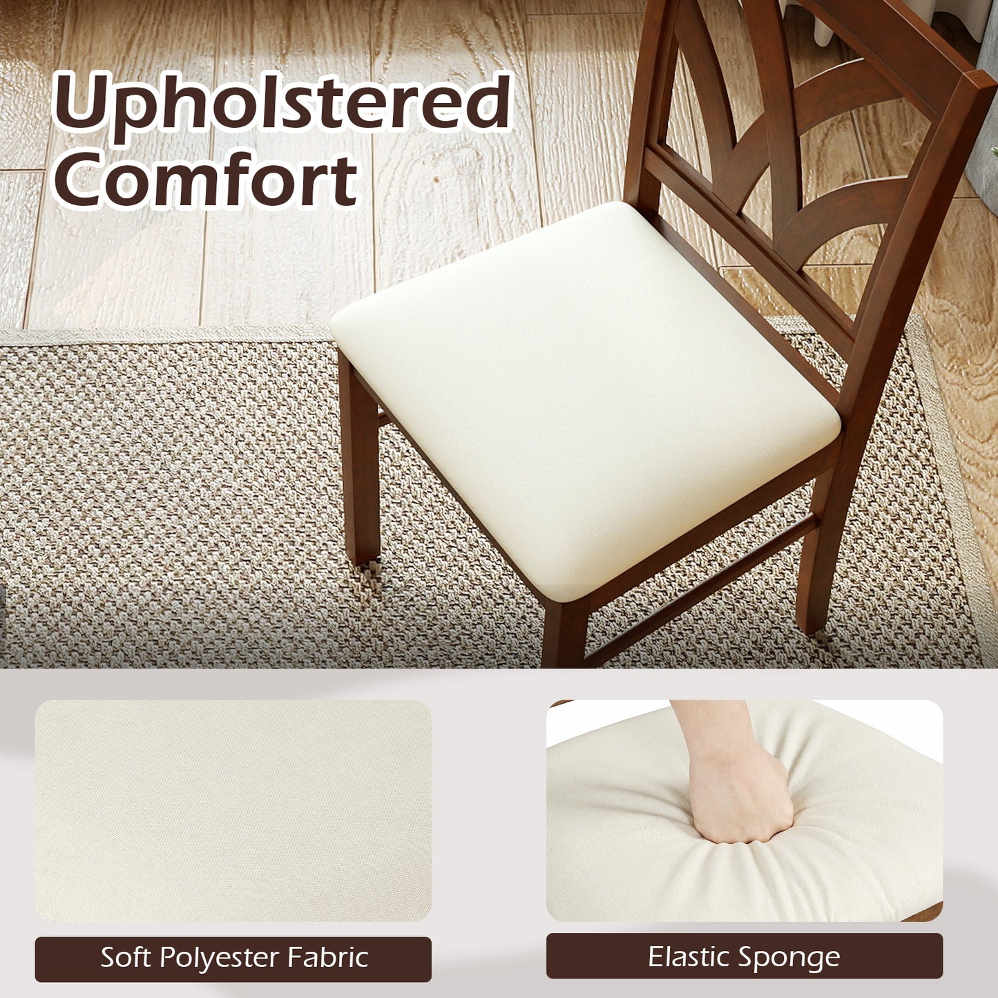 Upholstered Dining Chairs Set of 2 with Hollowed Backrest