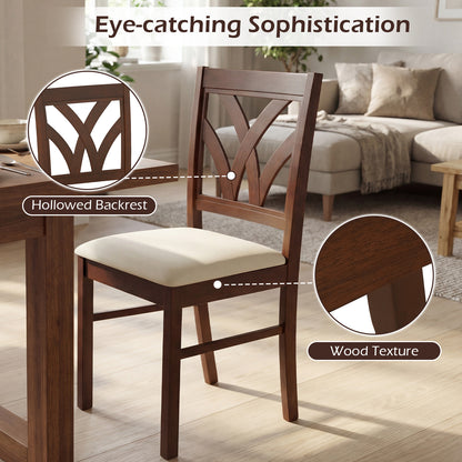 Upholstered Dining Chairs Set of 2 with Hollowed Backrest