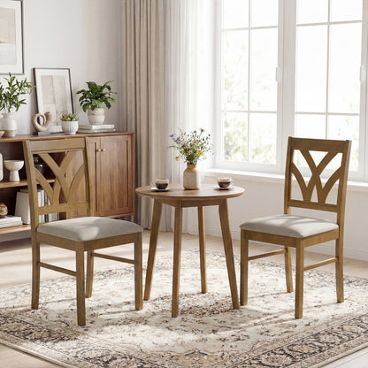 Upholstered Dining Chairs Set of 2 with Hollowed Backrest