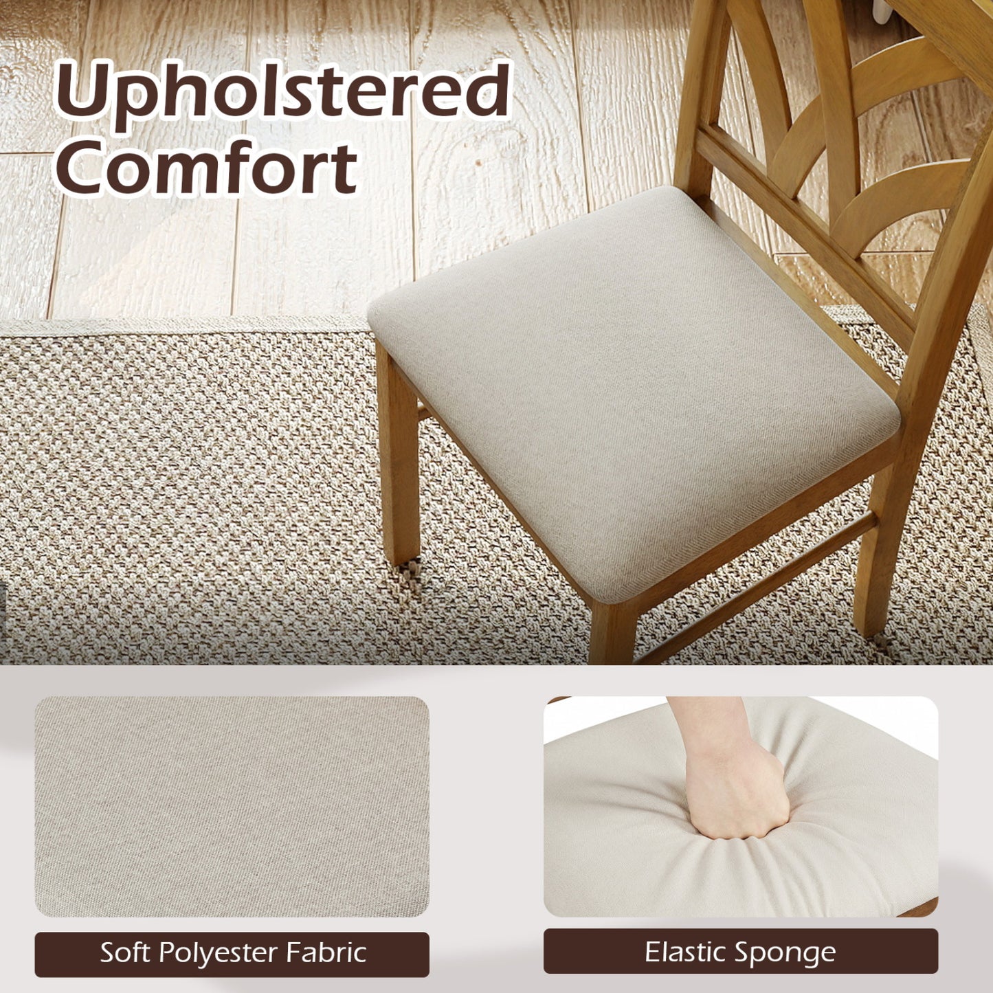 Upholstered Dining Chairs Set of 2 with Hollowed Backrest