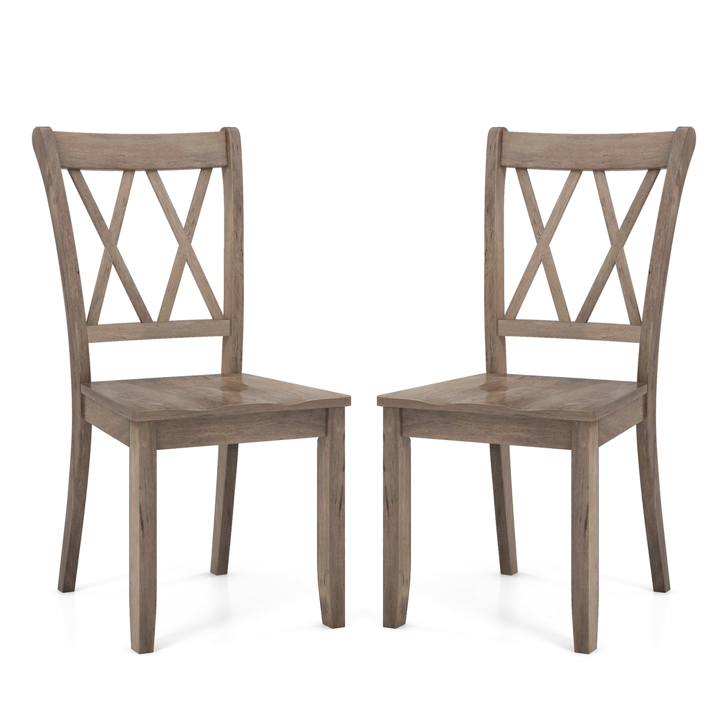 Cross Back Dining Chairs Set of 2 - Rubber Wood