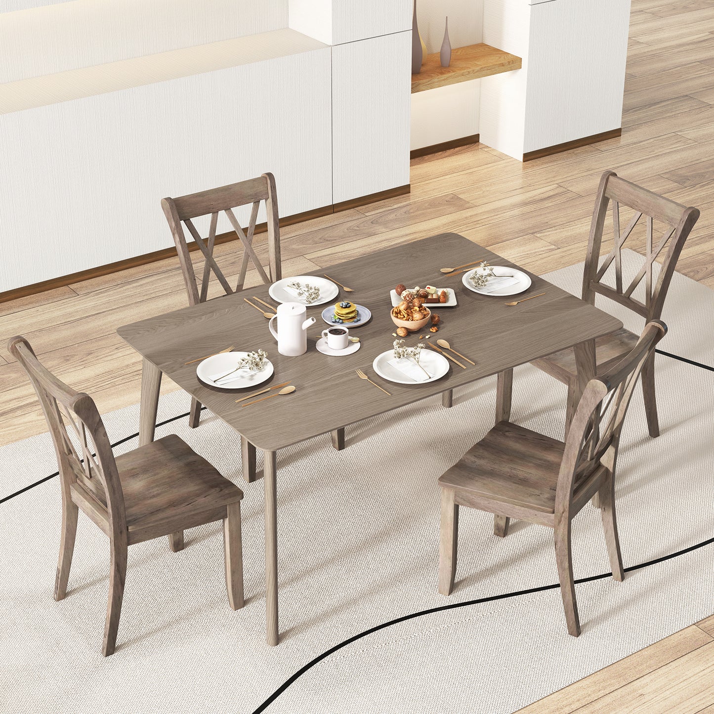 Cross Back Dining Chairs Set of 2 - Rubber Wood