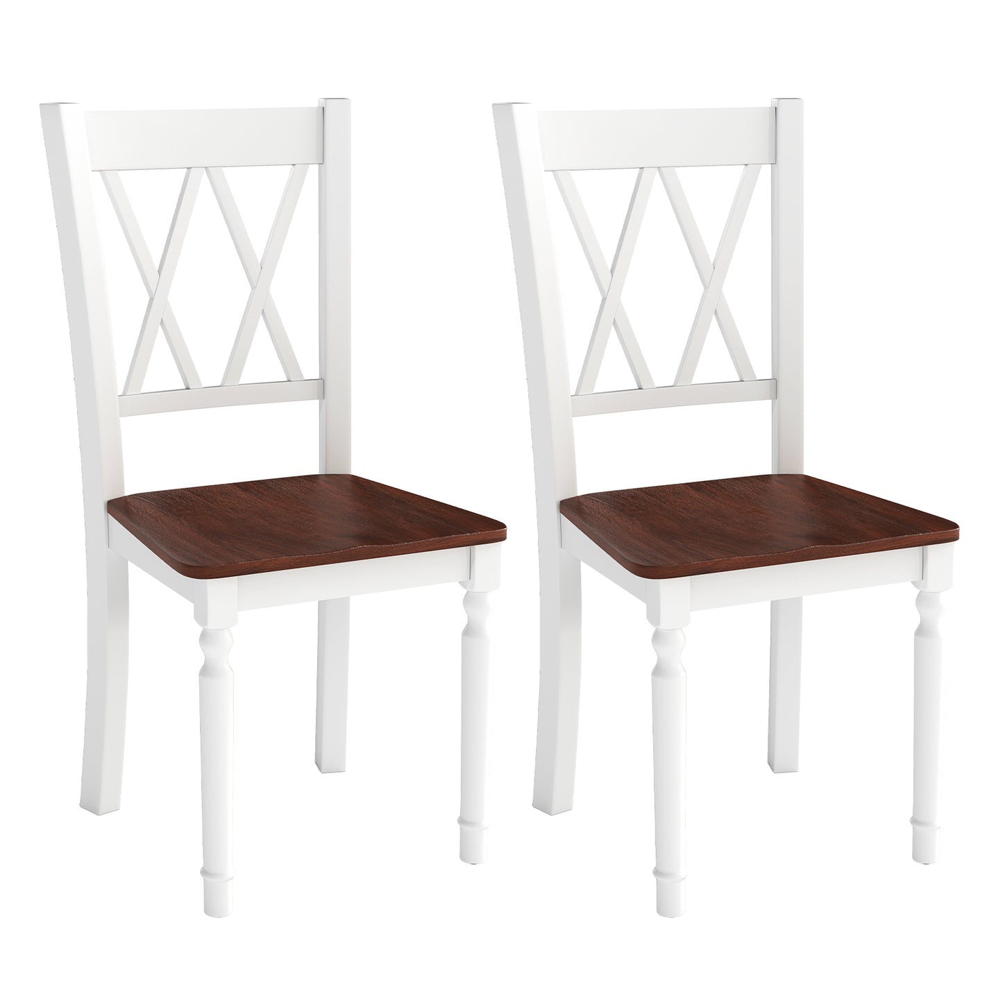 Wooden Farmhouse Dining Chairs Set of 4 with Rubber Wood Seat