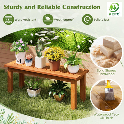 Wooden Plant Stand Set of 2 - Solid Shorea Hardwood