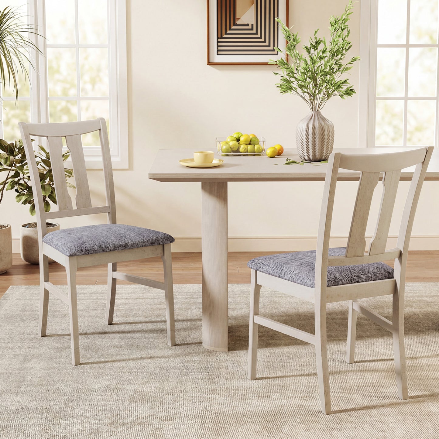 Upholstered Dining Chairs Set of 2 with High Curved Back