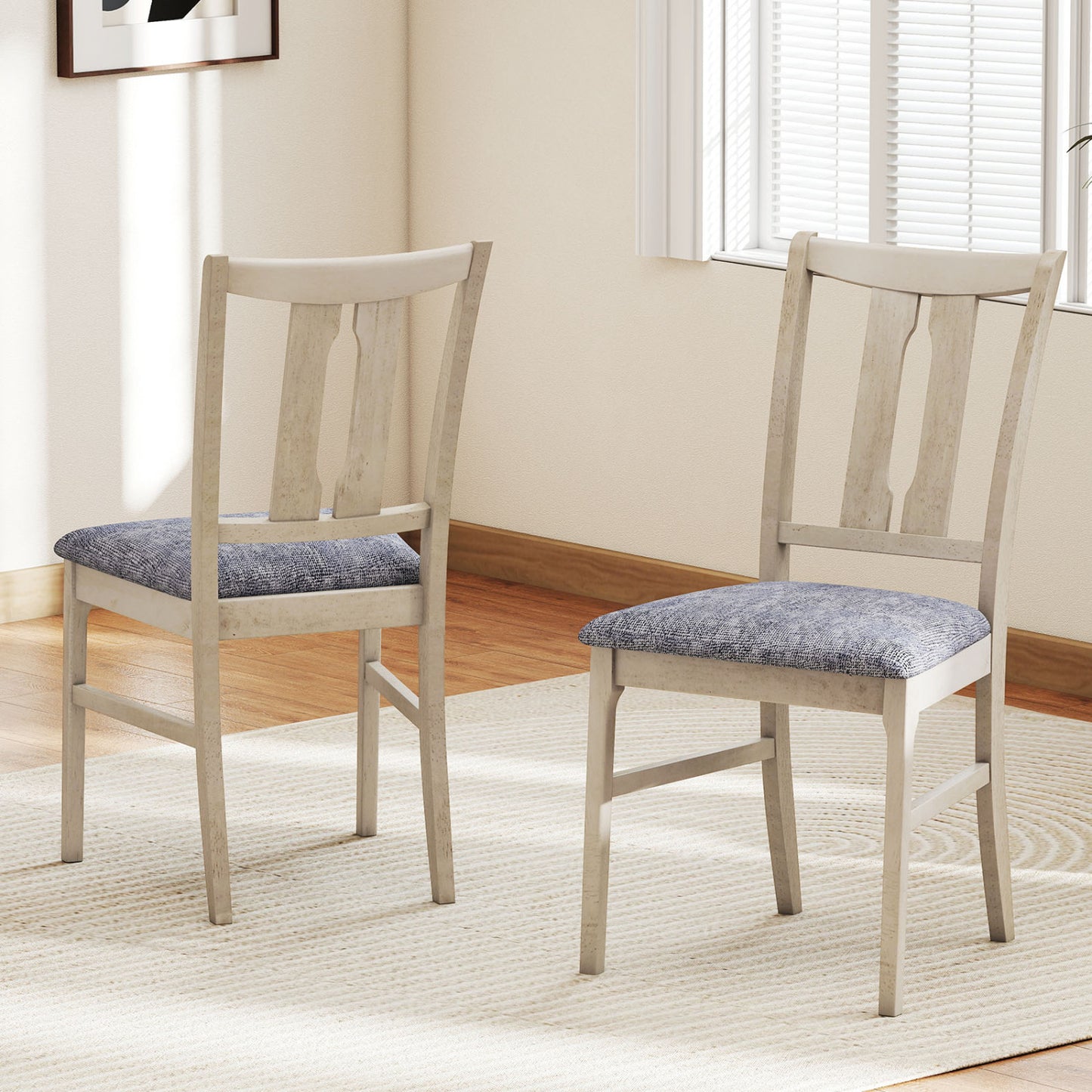 Upholstered Dining Chairs Set of 2 with High Curved Back
