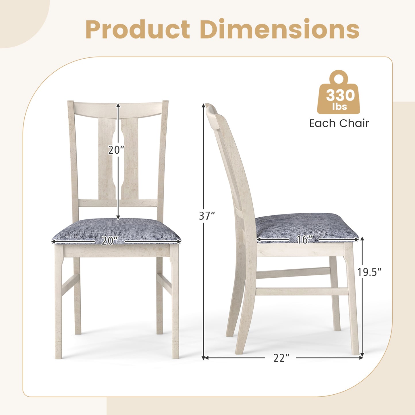 Upholstered Dining Chairs Set of 2 with High Curved Back