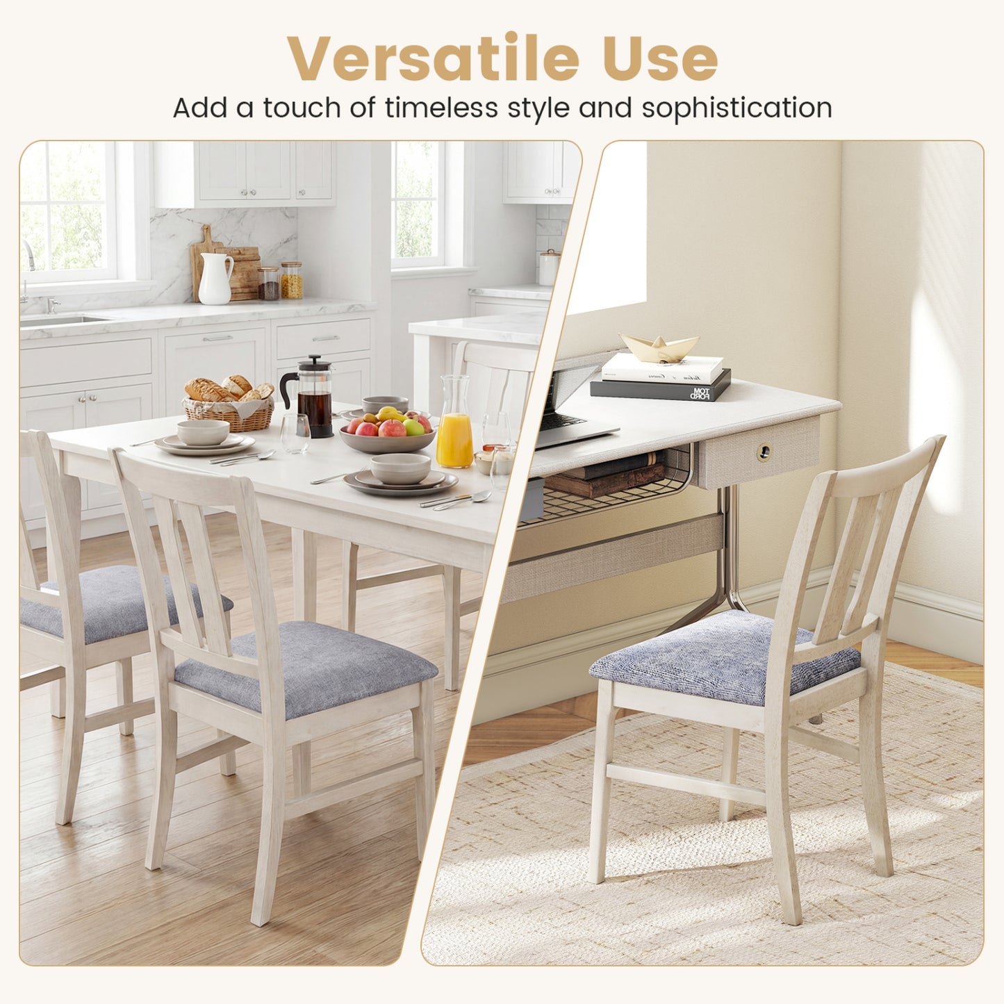 Upholstered Dining Chairs Set of 2 with High Curved Back