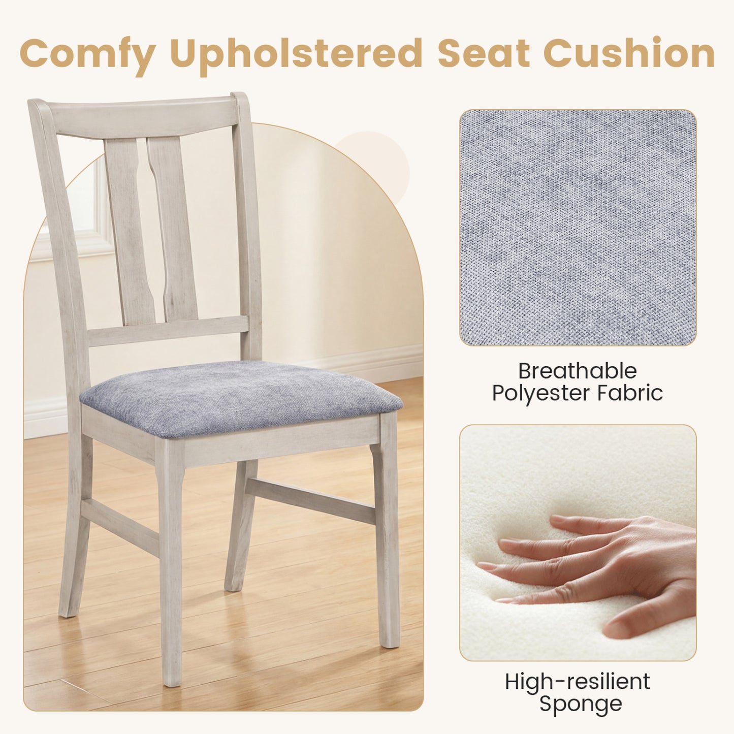 Upholstered Dining Chairs Set of 2 with High Curved Back