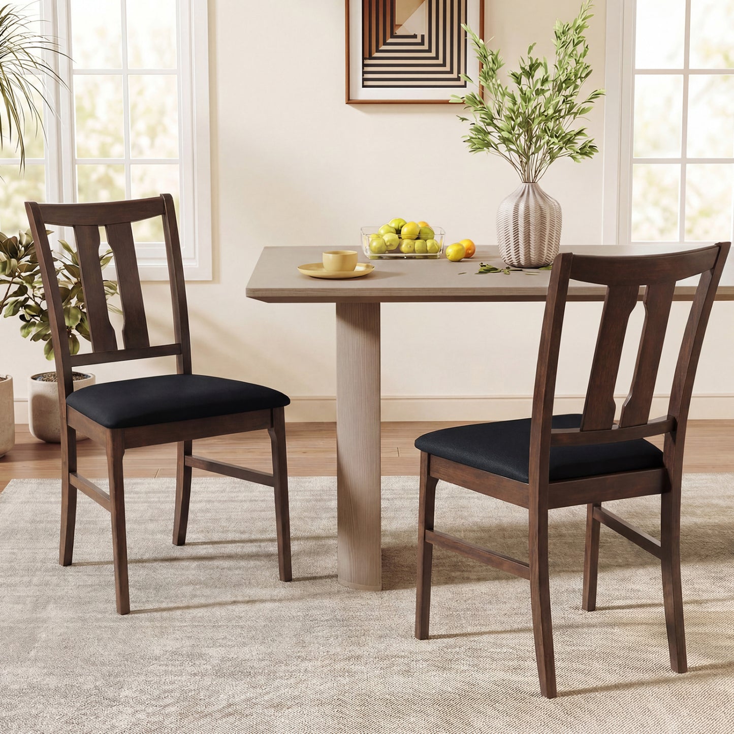 Upholstered Dining Chairs Set of 2 with High Curved Back