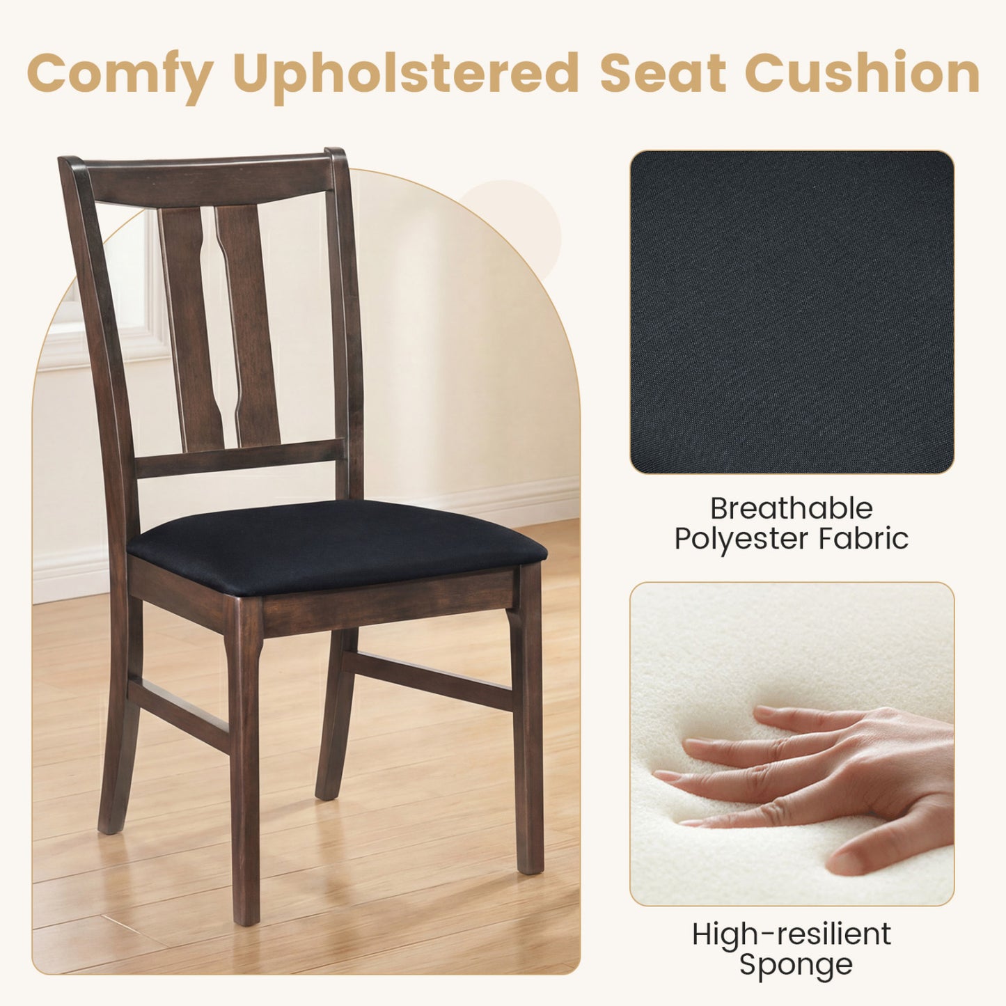 Upholstered Dining Chairs Set of 2 with High Curved Back