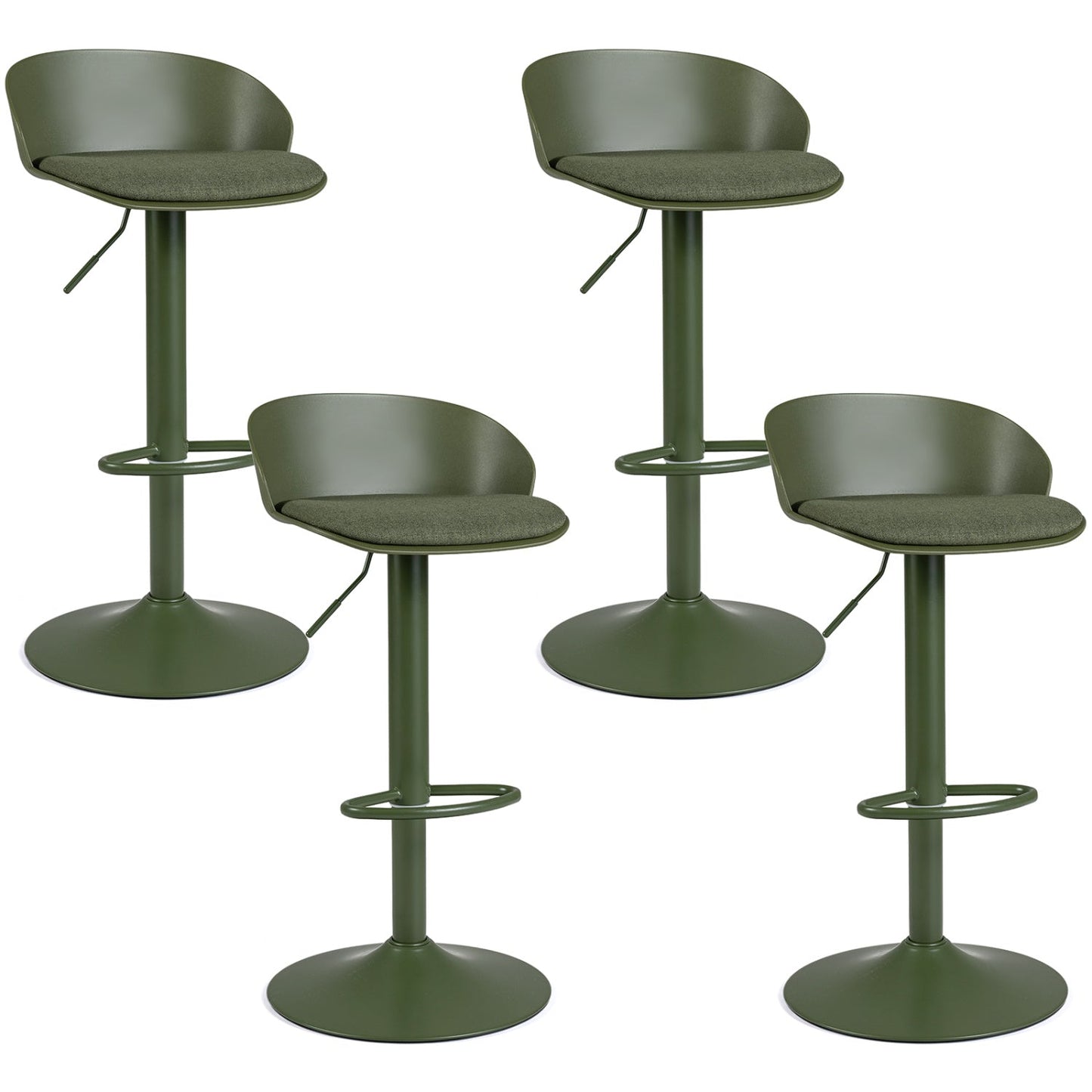 Adjustable Swivel Bar Stools Set of 4 with Back & Footrest