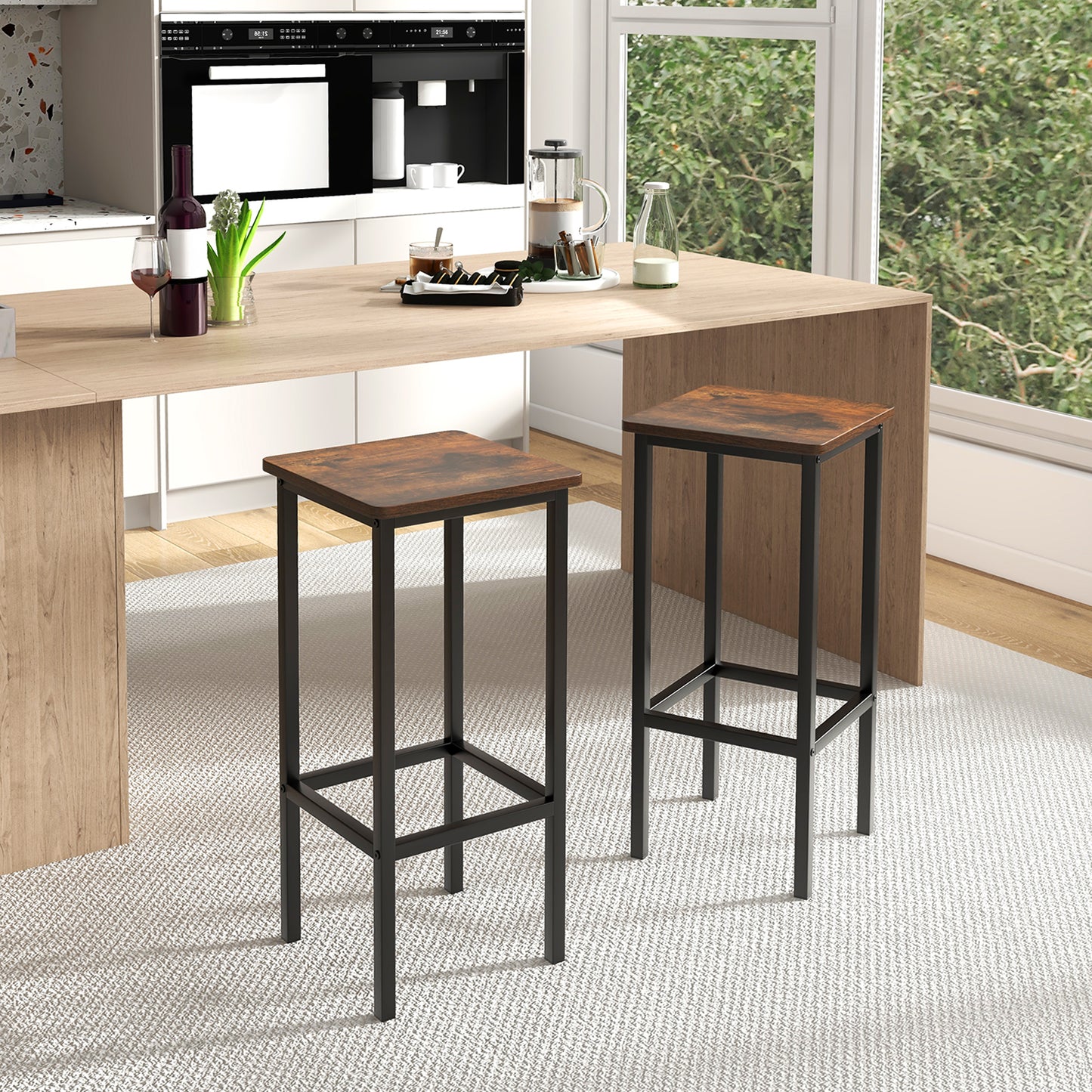 26-Inch Bar Stools with Footrest, Set of 4