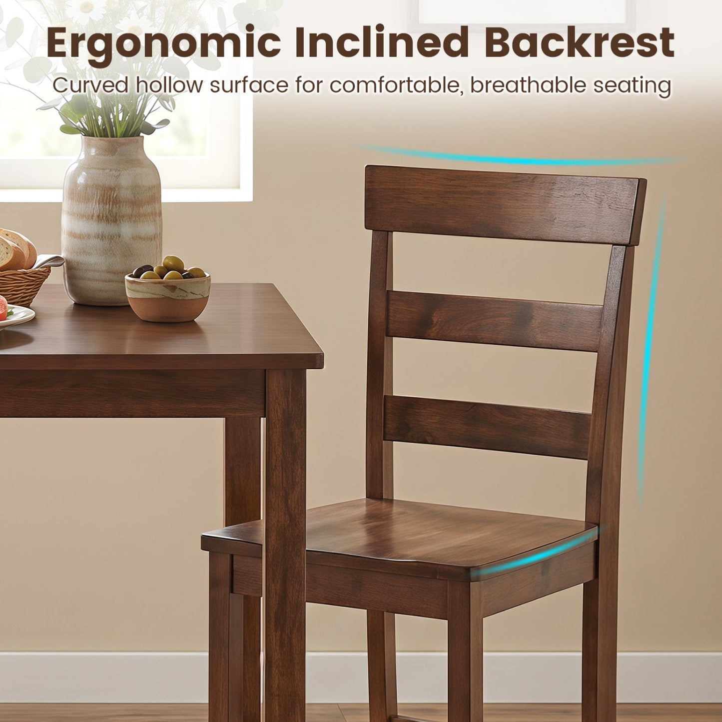 Counter Height Bar Stools Set of 2 - Rubber Wood Frame