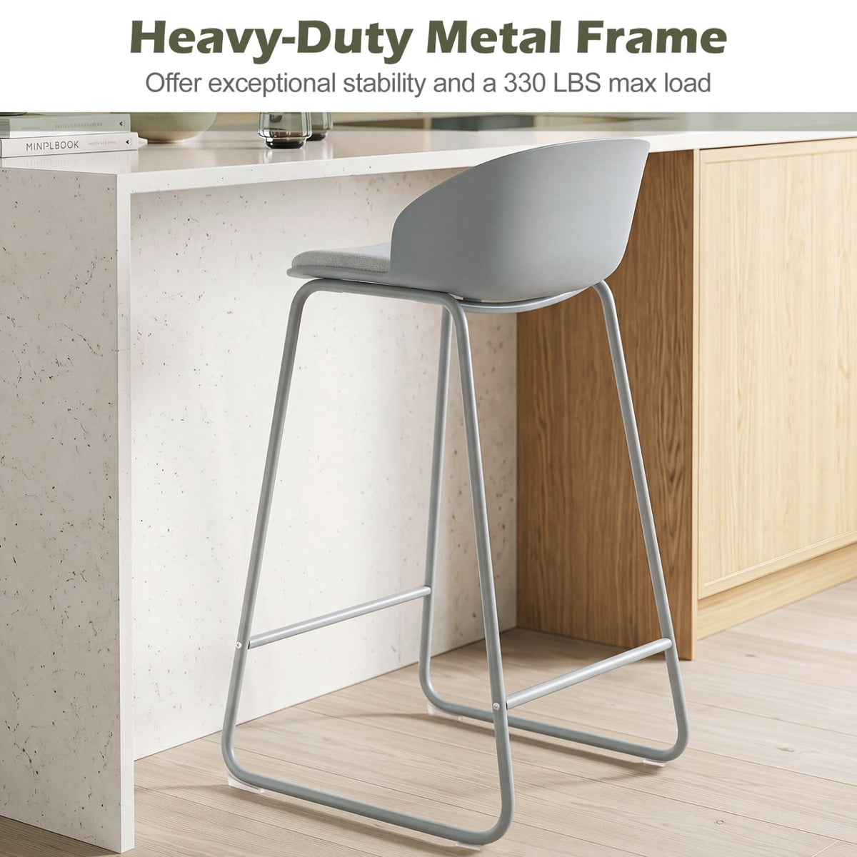 Counter Height Bar Stools Set of 4 with Curved Backrest