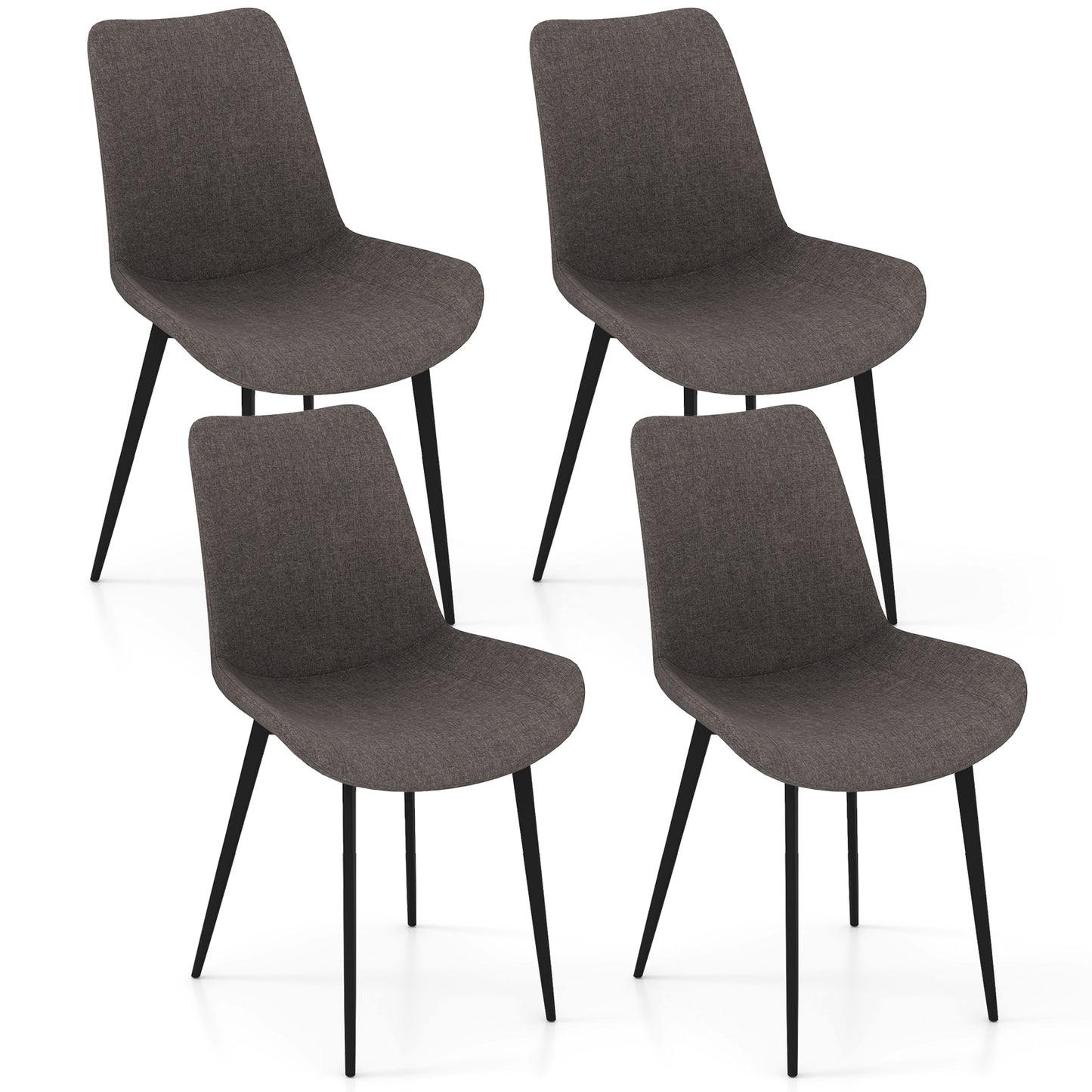 Upholstered Dining Chairs Set of 4 with Padded Backs