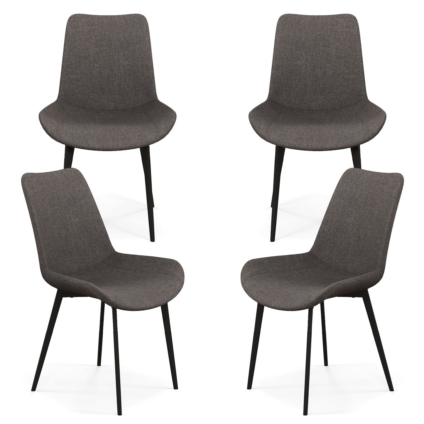 Upholstered Dining Chairs Set of 4 with Padded Backs