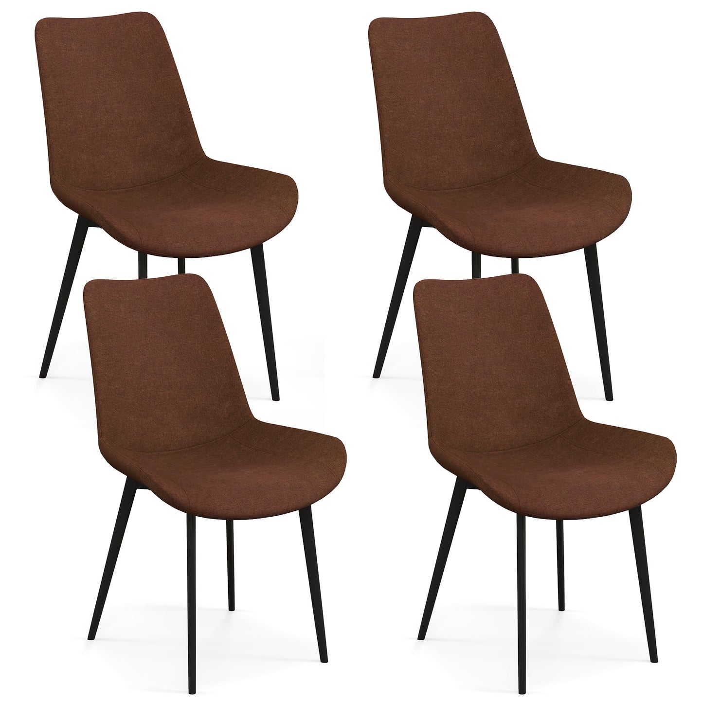 Upholstered Dining Chairs Set of 4 with Padded Backs