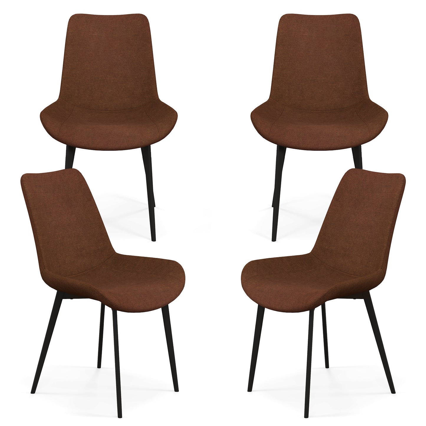 Upholstered Dining Chairs Set of 4 with Padded Backs